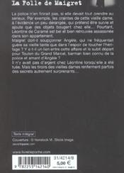 La Folle de Maigret - 4ème de couverture - Format classique