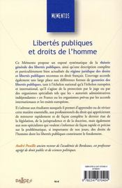 Libertés publiques et droits de l'Homme (16e édition) - 4ème de couverture - Format classique