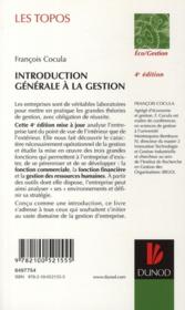 Introduction générale à la gestion (4e édition) - 4ème de couverture - Format classique