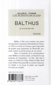 Balthus à Paris - 4ème de couverture - Format classique