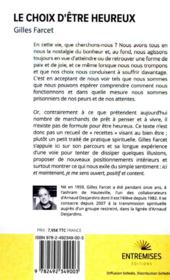 Le choix d'être heureux - 4ème de couverture - Format classique