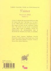 Libres cahiers pour la psychanalyse n11 s'aimer - 4ème de couverture - Format classique