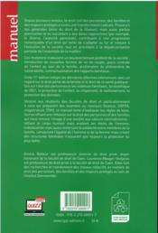 Droit des personnes, des familles et des majeurs protégés (11e édition) - 4ème de couverture - Format classique