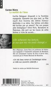 La moitié de l'âme - 4ème de couverture - Format classique