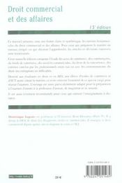 Droit Commercial Et Des Affaires - 4ème de couverture - Format classique