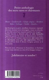 Petite Anthologie Des Mots Rares Et Charmants - 4ème de couverture - Format classique