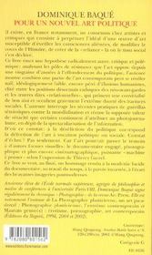 Pour un nouvel art politique - de l'art contemporain au documentaire - 4ème de couverture - Format classique