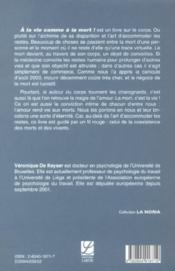 A La Vie A La Mort - Couverture - Format classique