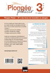 Plongee plaisir niveau 3 - 11eme edition - 4ème de couverture - Format classique