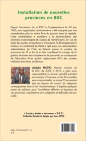 Installation de nouvelles provinces en RDC défis et contraintes - Couverture - Format classique