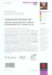 Challenges Pour Les Dsi ; L'Art Du Management Des Systemes D'Information En 21 Etudes De Cas - 4ème de couverture - Format classique