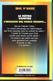 Zone d'ombre ; le métro vampire - 4ème de couverture - Format classique