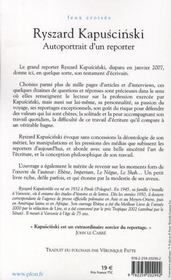 Autoportrait d'un reporter - 4ème de couverture - Format classique