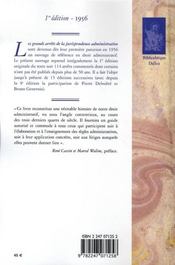 Les grands arrêts de la jurisprudence administrative (édition 1956) - 4ème de couverture - Format classique