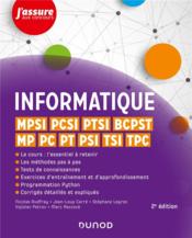Informatique ; MPSI, PCSI, PTSI, TSI, TPC, MP, PC, PT, PSI, BCPST 1 et 2 - Couverture - Format classique