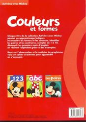 Activités avec Mickey ; couleurs et formes - 4ème de couverture - Format classique