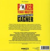 Poker Texas hold'em ; les secrets des pros pour gagner - 4ème de couverture - Format classique