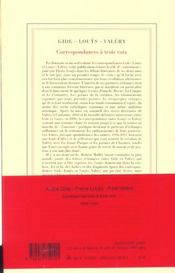 Correspondance à trois voix ; 1888-1920 - 4ème de couverture - Format classique