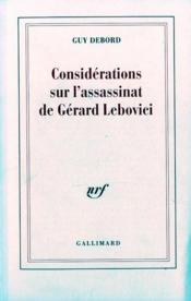Considerations sur l'assassinat de Gérard Lebovici - Couverture - Format classique