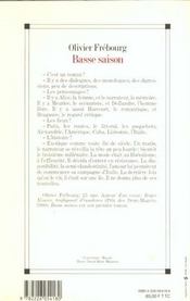 Basse saison - 4ème de couverture - Format classique