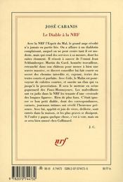 Le Diable A La Nrf - 4ème de couverture - Format classique