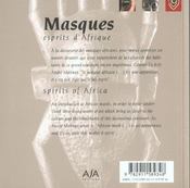 Masques, Esprits D'Afrique - 4ème de couverture - Format classique