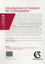 Introduction à l'histoire de l'orthographe ; cours et exercices - 4ème de couverture - Format classique