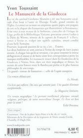 Le manuscrit de giudecca - 4ème de couverture - Format classique