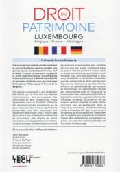 Droit du patrimoine : Luxembourg, Belgique, France, Allemagne - 4ème de couverture - Format classique