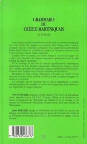 Grammaire du créole martiniquais en cinquante leçons - 4ème de couverture - Format classique