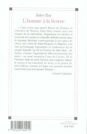 L'homme à la licorne - 4ème de couverture - Format classique
