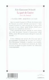 La Part de l'autre (édition 2006) - 4ème de couverture - Format classique