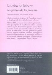 Les princes de francalanza - 4ème de couverture - Format classique