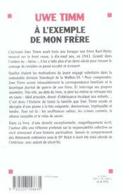 A l'exemple de mon frere - 4ème de couverture - Format classique