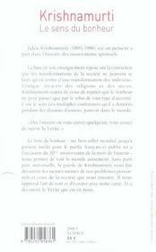 Le sens du bonheur - 4ème de couverture - Format classique
