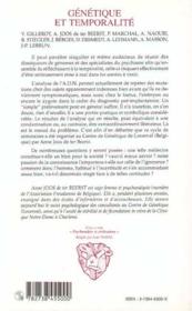 Génétique et temporalité - 4ème de couverture - Format classique