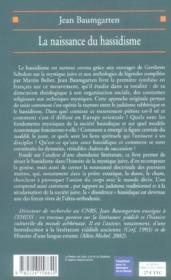 La naissance du hassidisme ; mystique, rituel et société, XVII-XIX siècle - 4ème de couverture - Format classique