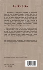 Le dire à Lilla - 4ème de couverture - Format classique