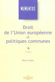 Droit De L'Union Europeenne Et Politiques Communes - Intérieur - Format classique