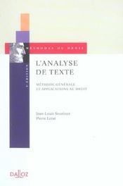 L'analyse de texte ; méthode générale et applications au droit (5e édition) - Intérieur - Format classique