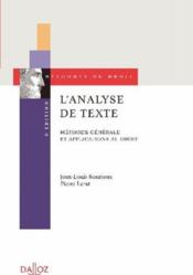 L'analyse de texte ; méthode générale et applications au droit (5e édition) - Couverture - Format classique