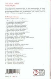 Les mots latins du francais - 4ème de couverture - Format classique