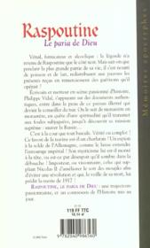 Raspoutine Le Paria De Dieu ; Memoires Apocryphes - 4ème de couverture - Format classique