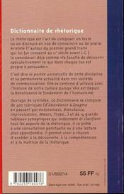 Dictionnaire de la rhétorique - 4ème de couverture - Format classique