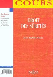 Droit Des Suretes ; 1e Edition - 4ème de couverture - Format classique