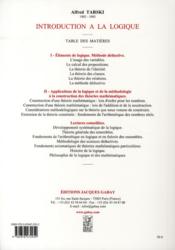 Introduction à la logique - 4ème de couverture - Format classique