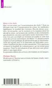 Hitler et les juifs. genese d'un genocide - 4ème de couverture - Format classique