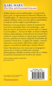 Ecrits philosophiques - 4ème de couverture - Format classique