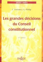 Les Grandes Decisions Du Conseil Constitutionnel ; 11e Edition