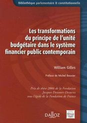 Les transformations du principe de l'unite budgètaire dans le système financier public contemporain - Intérieur - Format classique